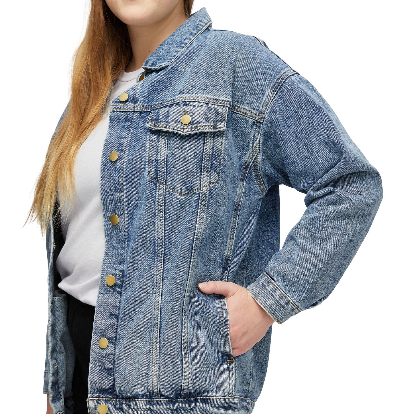 Chic Women's Denim Jacket | “Infinite Possibilities” Original Design | Awareness Apparel Collection | Multiple sizes