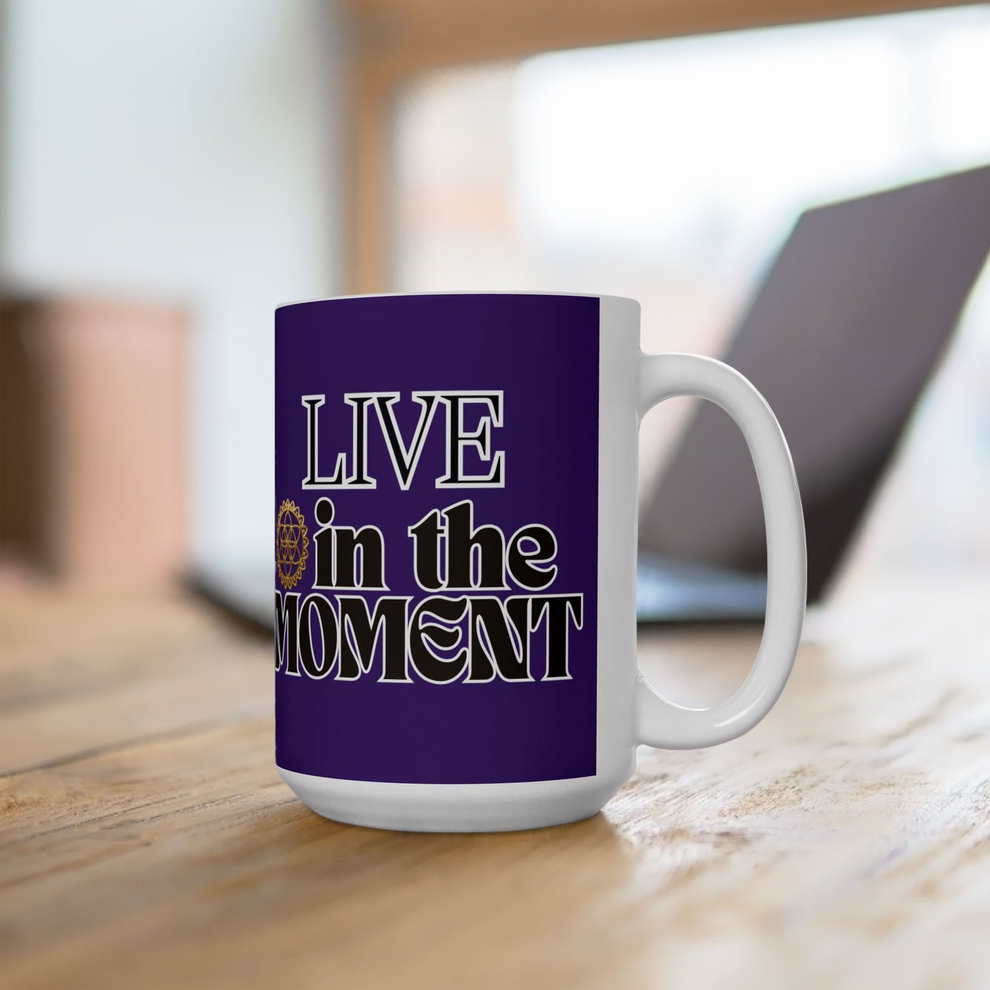 "Enjoy Your Brew with Our "In the Moment..." Coffee/Tea Mug, PURPLE | Memorable Mug Collection| Ceramic | BPA and Lead-free, | (11oz and 15oz)