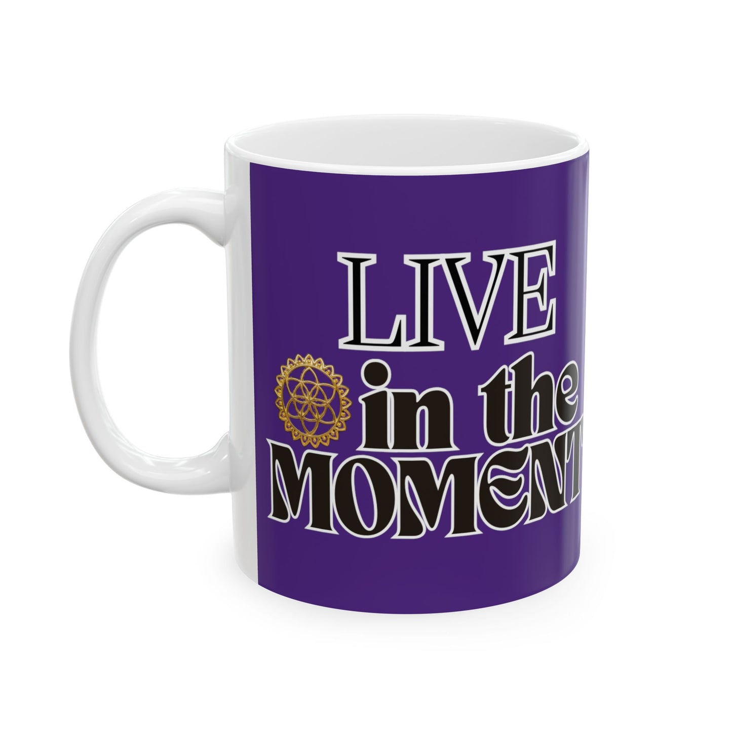 "Enjoy Your Brew with Our "In the Moment..." Coffee/Tea Mug, PURPLE | Memorable Mug Collection| Ceramic | BPA and Lead-free, | (11oz and 15oz)