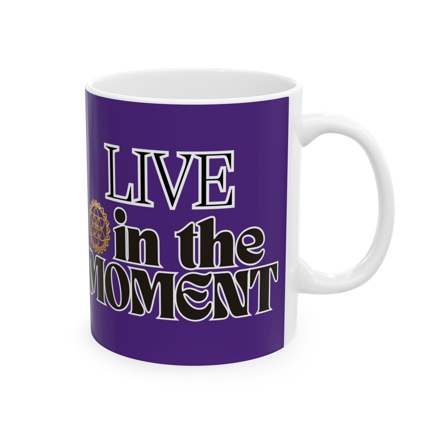 "Enjoy Your Brew with Our "In the Moment..." Coffee/Tea Mug, PURPLE | Memorable Mug Collection| Ceramic | BPA and Lead-free, | (11oz and 15oz)