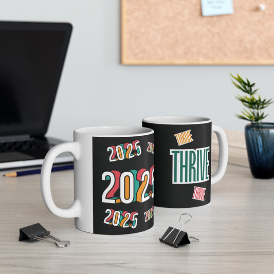 2025 Thrive Mug | Black | Holiday Limited Edition Collection | BPA and Lead-free, (11oz and 15oz)