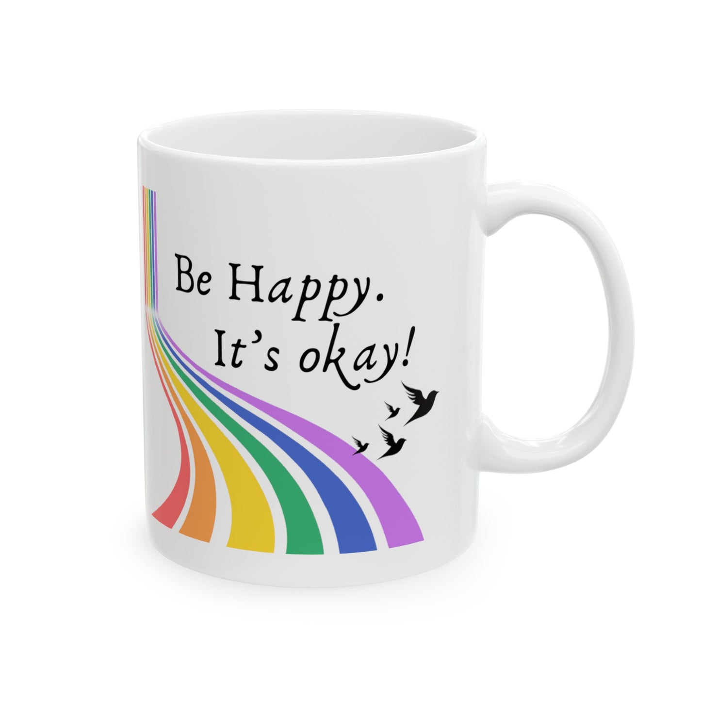 Ceramic Mug - “Be Happy, It’s Okay!” -  (Mindful Mugs & 2024 Collections) - 11oz