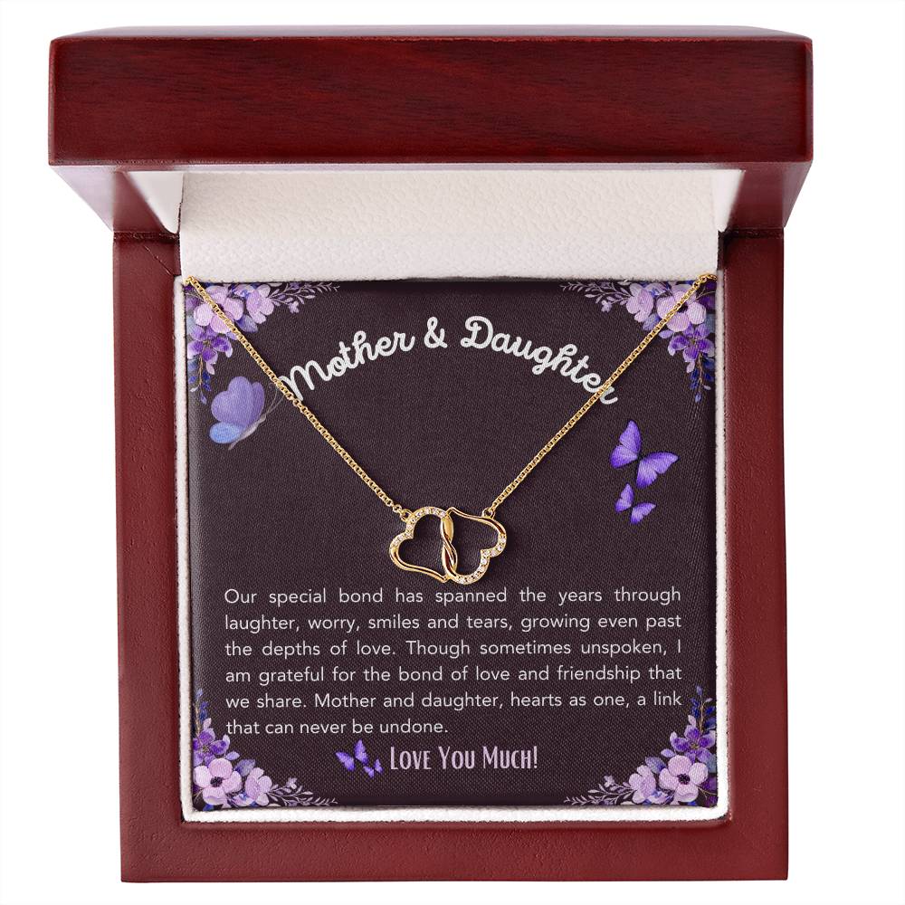 Mother & Daughter Connected | Everlasting Love Necklace | Gold Pendant & Chain | 16"-18"