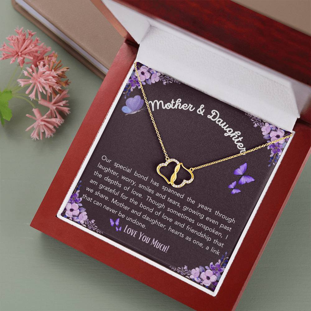 Mother & Daughter Connected | Everlasting Love Necklace | Gold Pendant & Chain | 16"-18"