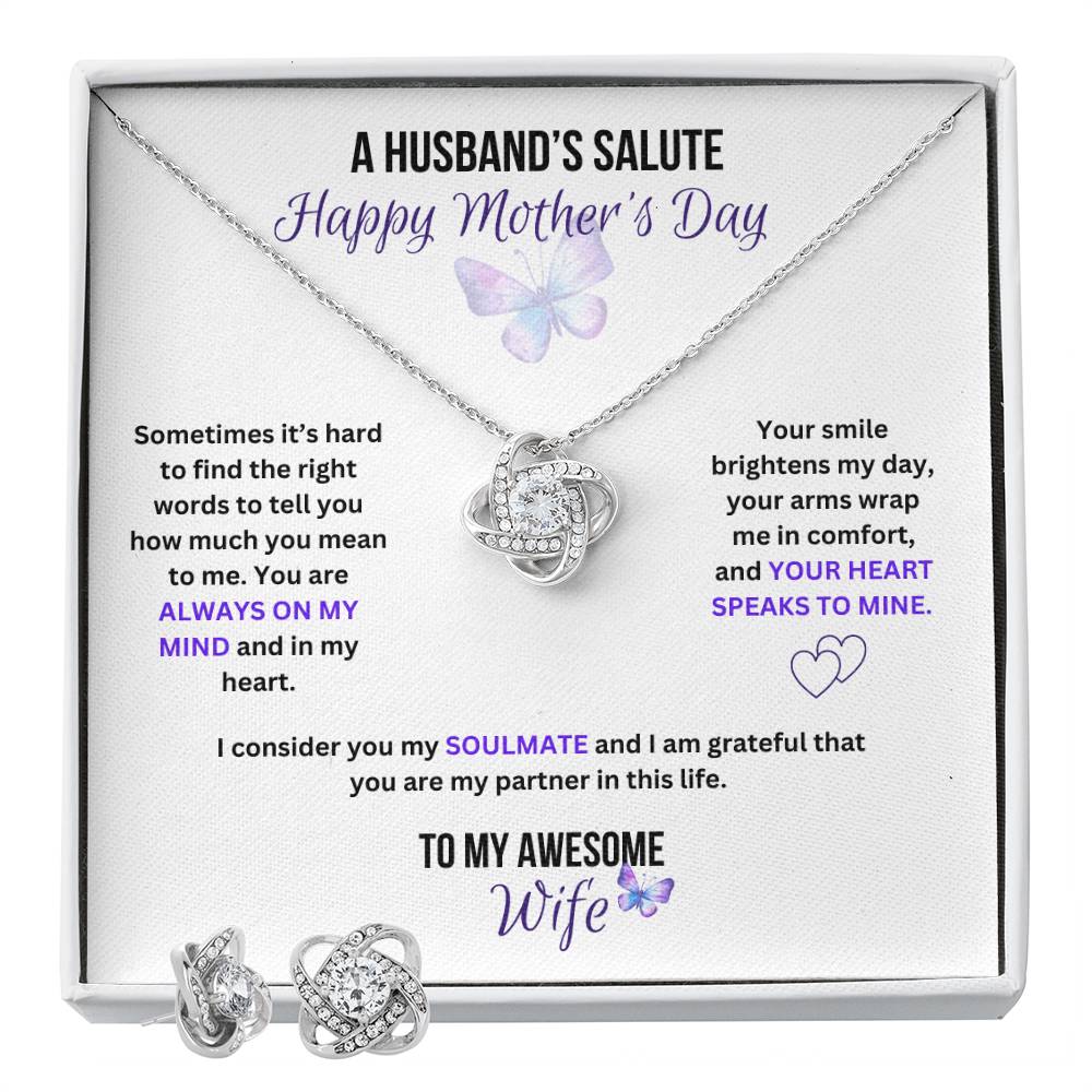 A Husband's Salute Necklace & Earring Set for Mother's Day