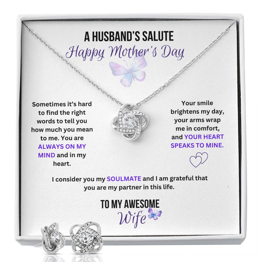 A Husband's Salute Necklace & Earring Set for Mother's Day