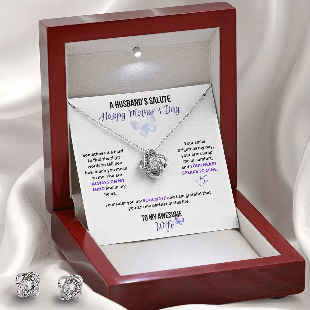 A Husband's Salute Necklace & Earring Set for Mother's Day