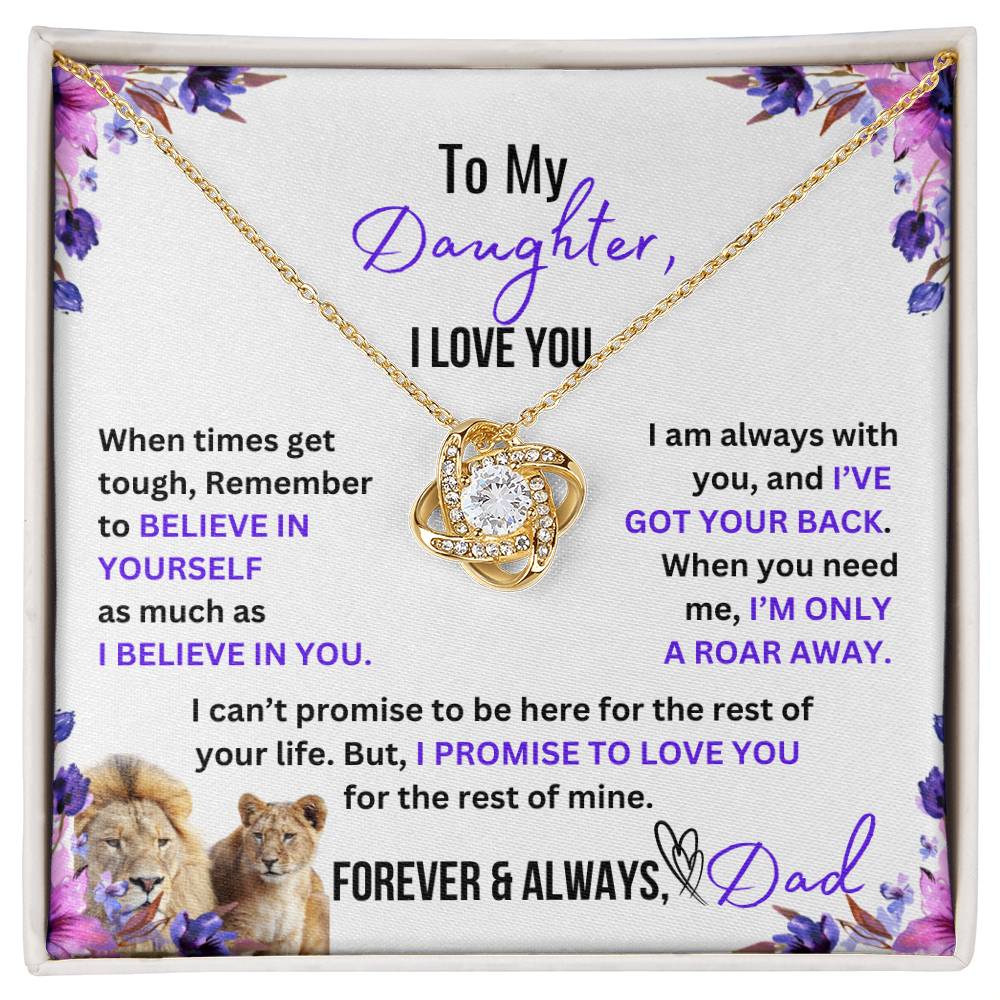 To My Daughter - Love, Dad  |  Love Knot Necklace (Yellow & White Gold Variants)