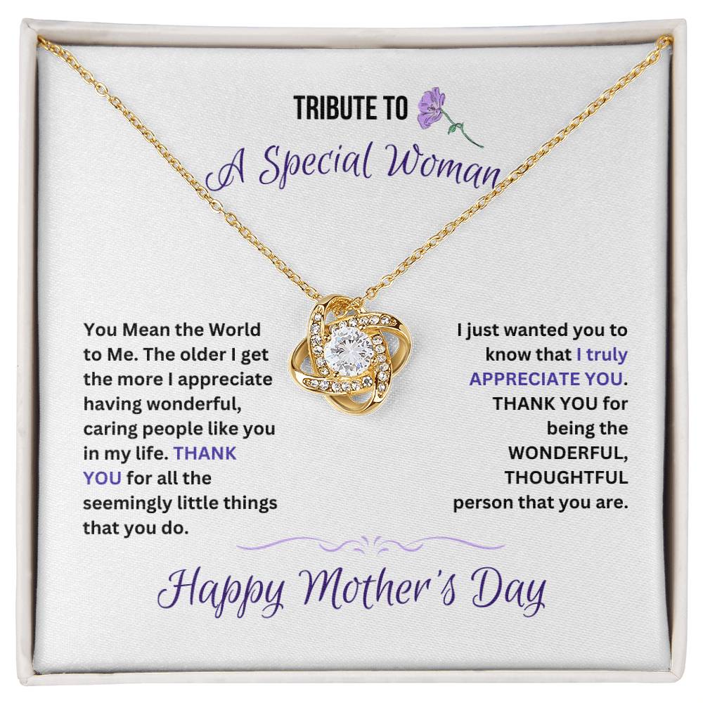 Tribute To A Special Woman  in Your Life on Mother's Day |  Love Knot Necklace (Yellow & White Gold Variants)