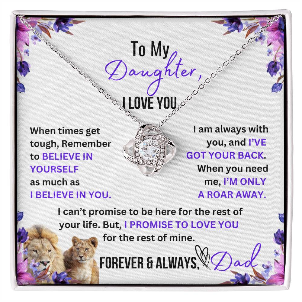 To My Daughter - Love, Dad  |  Love Knot Necklace (Yellow & White Gold Variants)