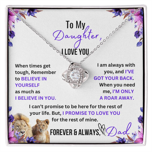 To My Daughter - Love, Dad  |  Love Knot Necklace (Yellow & White Gold Variants)