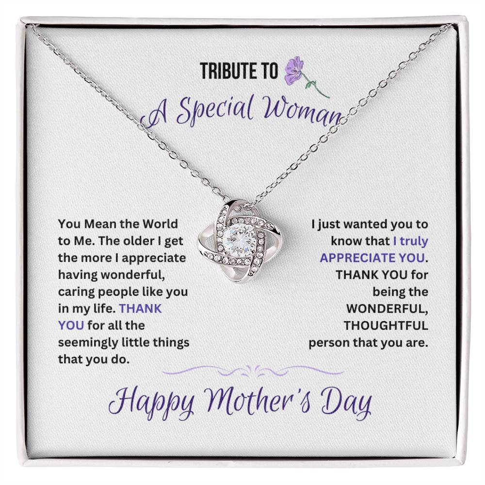 Tribute To A Special Woman  in Your Life on Mother's Day |  Love Knot Necklace (Yellow & White Gold Variants)