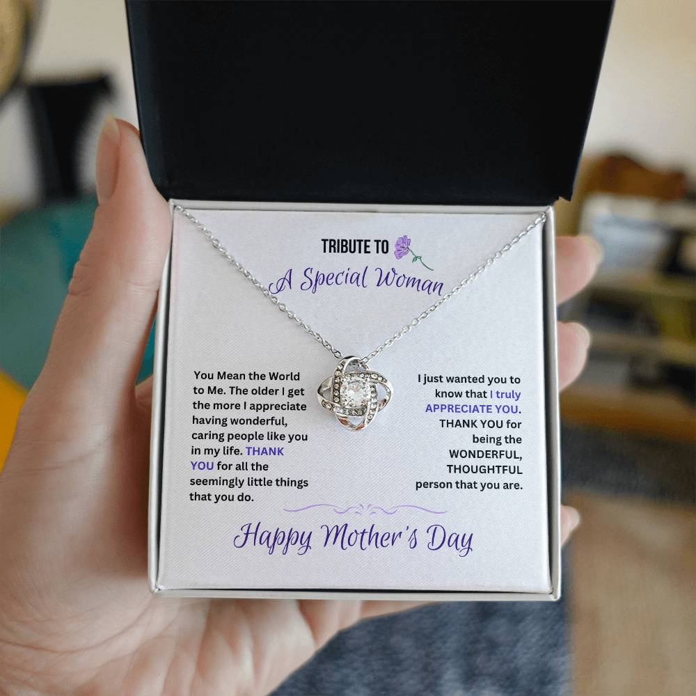 Tribute To A Special Woman  in Your Life on Mother's Day |  Love Knot Necklace (Yellow & White Gold Variants)