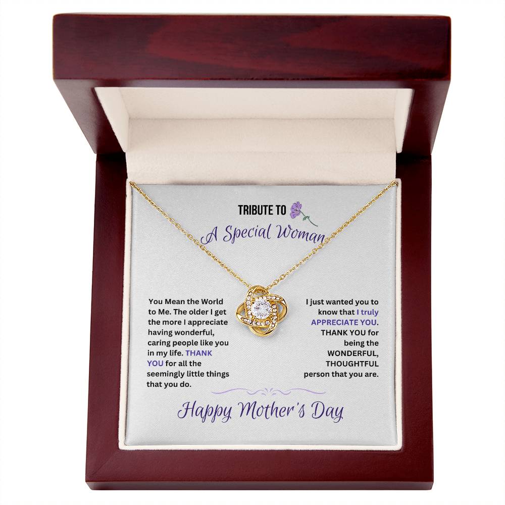 Tribute To A Special Woman  in Your Life on Mother's Day |  Love Knot Necklace (Yellow & White Gold Variants)