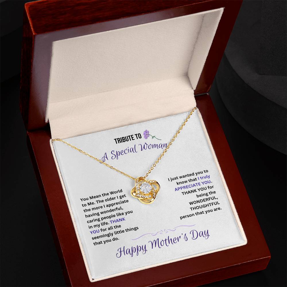 Tribute To A Special Woman  in Your Life on Mother's Day |  Love Knot Necklace (Yellow & White Gold Variants)