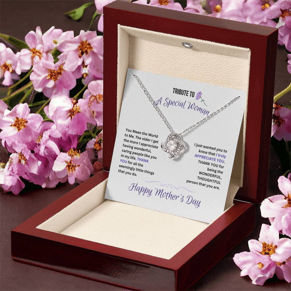 Tribute To A Special Woman  in Your Life on Mother's Day |  Love Knot Necklace (Yellow & White Gold Variants)