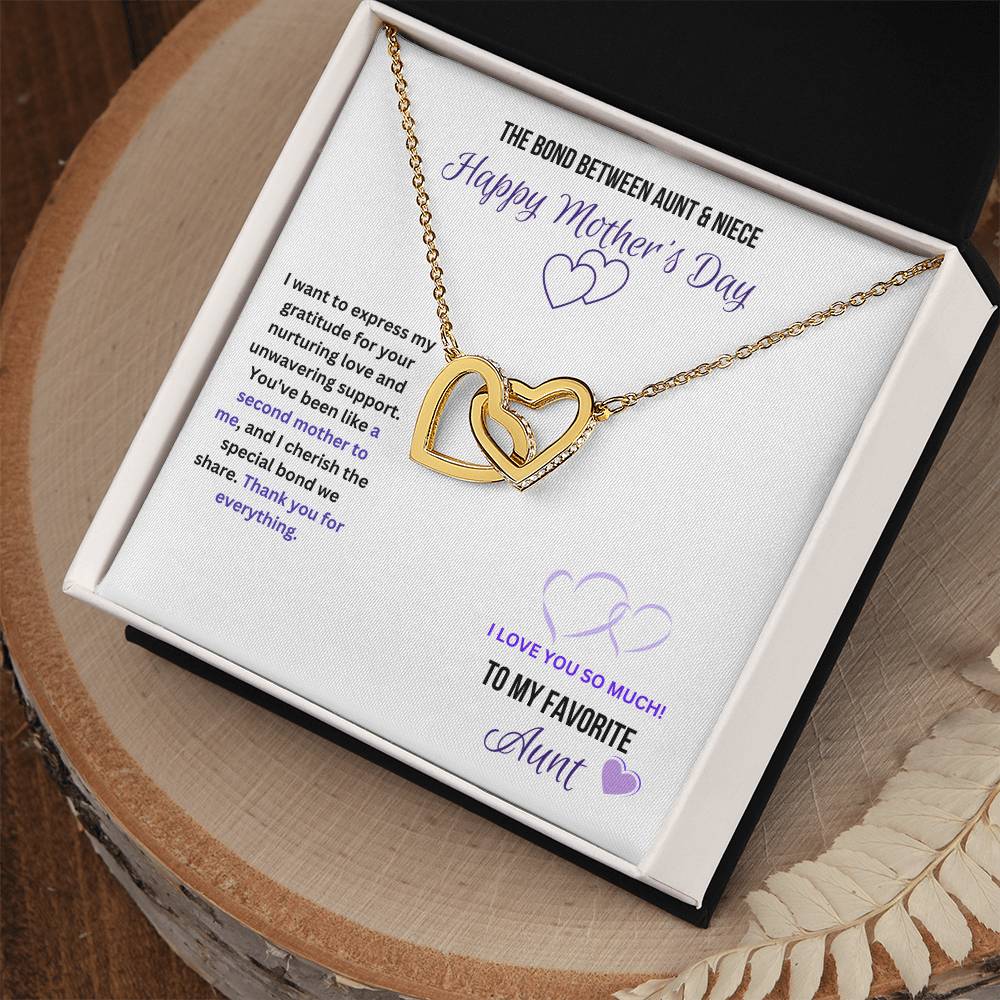 Auntie - Niece Forever Necklace | Interlocking Hearts for Mother's Day Gift