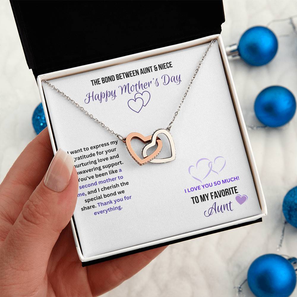 Auntie - Niece Forever Necklace | Interlocking Hearts for Mother's Day Gift