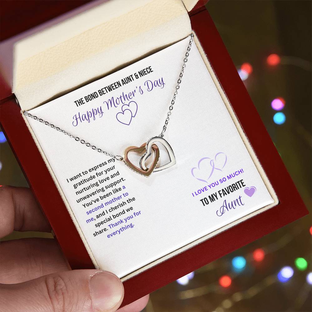 Auntie - Niece Forever Necklace | Interlocking Hearts for Mother's Day Gift